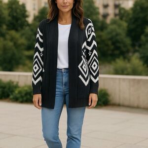 Old Navy Womens Cardigan Open Sz Small Open Tribal Aztec Bohemian Boho Geometry